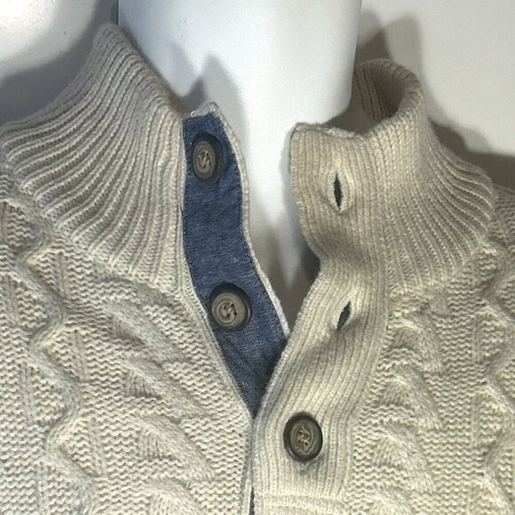 Weatherproof Vintage NWT SZ XL Natural button mock cable knit sweater timeless - Picture 5 of 14